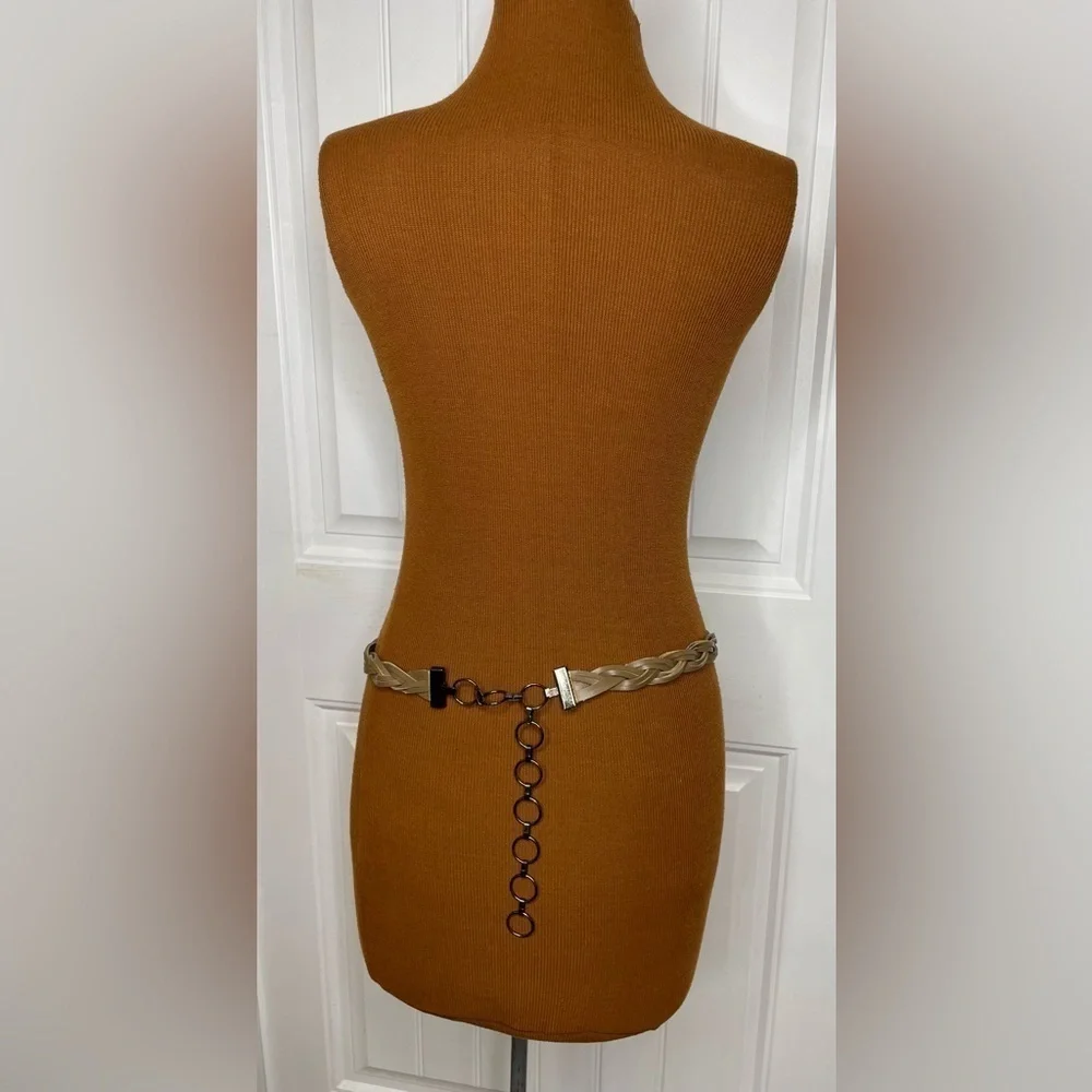 Chain Belt Bronze Metallic Braid Hook Closure